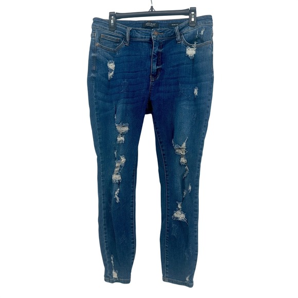 Judy Blue Denim - Judy Blue Skinny Jeans Womens 13/31 Blue Distressed Skinny Fit Modern JB88177‎